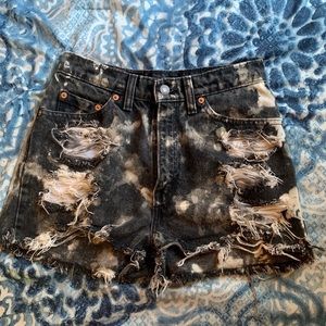 High waisted, acid washed, jean shorts!